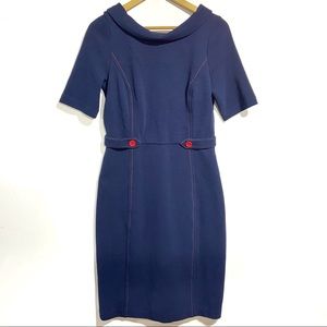 Boden size 12 dress Lily Boat Neck Navy blue Betty Ottoman ribbed short sleeve